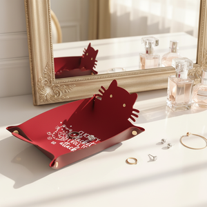 Plateau de rangement à bijoux en forme de chat RR Cue, plateau à bijoux pliable amusant pour femmes, plateau à dés multifonctionnel « CLICKETY CLATTERY I ROLL ATTEMPT » - Product Image 3