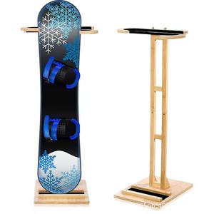 Support de rangement en bambou massif pour snowboard, étagère de présentation pour station de ski, couleur naturelle, simple niveau - Product Image 3
