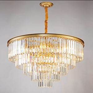 Modern <b>Crystal</b> <b>Chandelier</b> Gold Finish E26 LED 3500K Warm White Remote Control Adjustable Height Stainless Steel 5-Year Warranty - Product Image 5