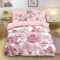 Housse de couette personnalisable haut de gamme style peinture à l'encre, drap plat doux et agréable pour la peau