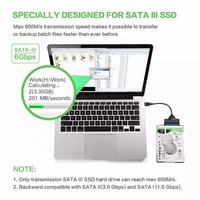 Adaptateur USB 3.0 vers SATA, câble de transfert de données 7+15 broches 5 Gbit/s, convertisseur de disque dur externe SSD/HDD 2,5 pouces pour ordinateur portable et PC