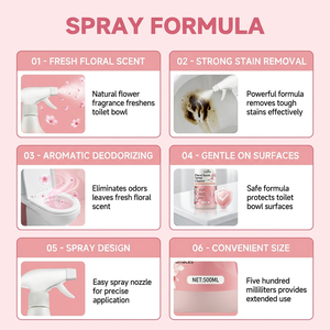 Nettoyant WC au <span class=keywords><strong>bicarbonate</strong></span> <span class=keywords><strong>de</strong></span> <span class=keywords><strong>soude</strong></span> parfum floral Lxpure OEM 500ml – Formule spray puissante pour éliminer les taches, désodorisant aromatique, doux pour la salle <span class=keywords><strong>de</strong></span> bain - Product Image 3