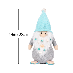 Aqua Cable Knit Hat Coastal Gnome Plush Bearded Doll with Shell <b>Bead</b> Beard in <b>Flip</b> <b>Flops</b> for Seaside Shop Decor Bulk - Product Image 2