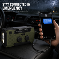 Cargador de Teléfono Solar Multifuncional con Manivela, 5000mAh, Linterna LED, Alarma SOS, Radio Portátil para Camping y Emergencias