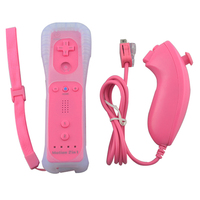 Télécommande intégrée Motion Plus et contrôleur Nunchuck pour console de jeu Wii avec étui en Silicone et dragonne