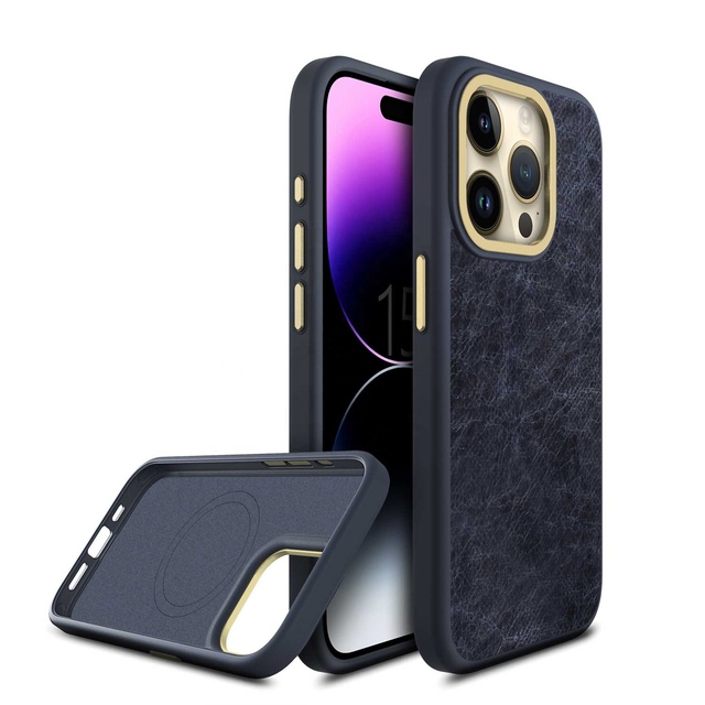 Custom Design Leather Phone Case With Aluminum Alloy Camera Ring Metal Button for iPhone 14 15 Pro Case for iPhone 15 16 Case