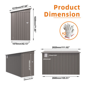 Caseta de Almacenamiento Exterior de 4x9 Pies, de Acero Galvanizado, para Herramientas de Jardín, con Puerta con Cerradura, Impermeable, para Patio Trasero - Product Image 2