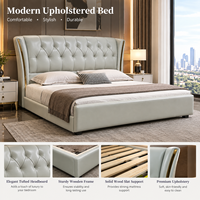 Letto matrimoniale americano in pelle, per camera da letto principale, in lino, 1.8m/1.5m, in legno massello, moderno, semplice, europeo, morbido
