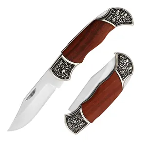 high quality Rose small gift pocket carved practical portable folding wooden handle knife