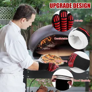 Seeway Custom Extreme Heat Resistant Silicone Non-Slip Oven Mitts Kitchen BBQ Grill Gloves For Cooking Baking