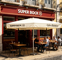 Sombrilla de Jardín Cuadrada de 3x3 Metros, Fácil de Abrir y Plegar, Marca Super Bock Beer