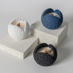 Contenedor de vela gris de aromaterapia vacío personalizado tarro de vela de <span class=keywords><strong>piedra</strong></span> volcánica - Product Image 2