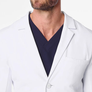 <span class=keywords><strong>Camice</strong></span> Medico Lungo da <span class=keywords><strong>Uomo</strong></span> in Poliestere Dobby Bianco, Antibatterico e Resistente al Cloro, per Uso Ospedaliero, Consegna Campione in 7 Giorni - Product Image 5