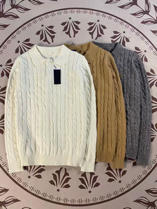 Suéter de Manga Larga con Cuello Solapa y Bordado de Piel Sintética, Estilo <span class=keywords><strong>Polo</strong></span> Básico / RL 25, Estilo Invierno-Primavera, para Parejas - Product Image 6