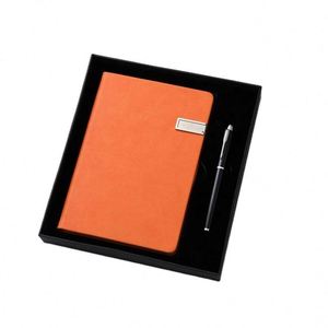 Custom Logo Luxury <b>Refillable</b> Stationery Item Notebook Gift Set Business Office USB Diary Blue Pu Leather A5 Journal With <b>Pen</b> - Product Image 3