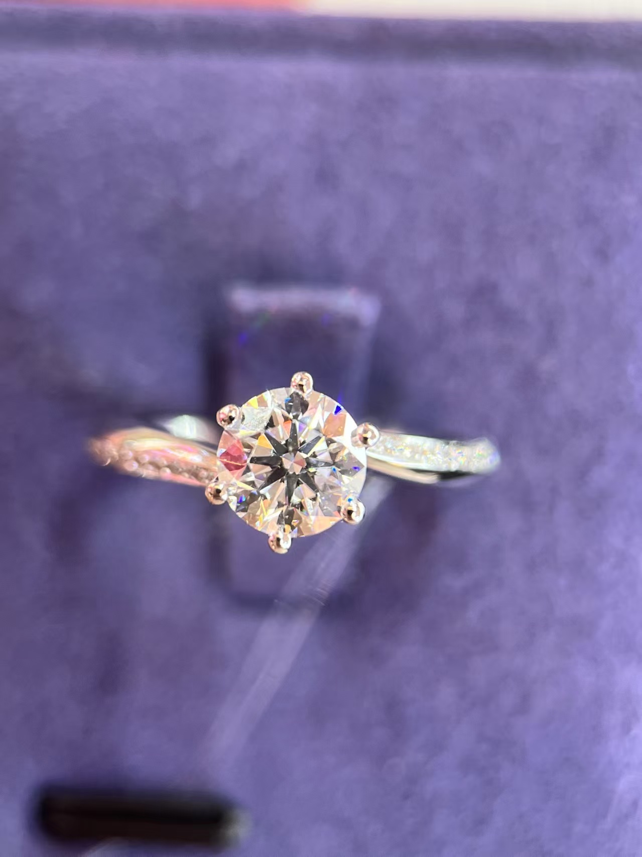 Bague en platine 61| 1,05 ct+0,11 ct
