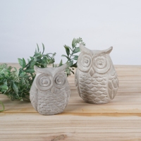 Sculptures rustiques Lianda en ciment pour décoration intérieure, table d'appoint avec hibou, figurines et bibelots pour la maison et le bureau