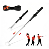 Kit d'entraînement au swing de golf, tige télescopique en acier inoxydable, bande de bras en tissu élastique, universel droitier/gaucher pour débutants et professionnels