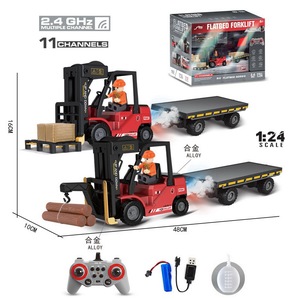 11 kênh <span class=keywords><strong>2</strong></span>.4GHz RC xe nâng cẩu Xây dựng đồ chơi điều khiển từ xa kỹ thuật Xe Tải xe với Trailer - Product Image 3