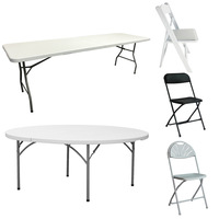 Table pliante en PE pour l'extérieur, ronde, rectangulaire, entièrement ronde, en plastique, pour conférences, événements, repas, tailles personnalisées