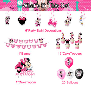 Décorations de fête d'anniversaire <span class=keywords><strong>Minnie</strong></span> Mouse, ballons, bannière, décoration de cupcakes, fournitures de fête d'anniversaire pour enfants, décorations pour bébés - Product Image 3