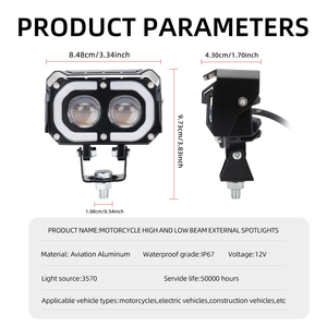 KLT Nuevo Proyector LED de Alta <span class=keywords><strong>Calidad</strong></span> de Doble Color Blanco y Amarillo de Aluminio de 12V para Autos/Motocicletas, Lámpara de Niebla Delantera - Product Image 5