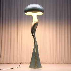 Lámpara de pie Mid Century Organic Twist Sculpture con acabado en madera pulida, luz de pie con pantalla ovalada esmerilada, lámpara decorativa para el hogar - Product Image 4