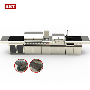 Modular Outdoor Barbeque Build In Charcoal and Gas Grill Bbq Island Kitchen Cabinet Set