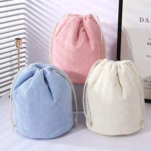 Sacchetto con Coulisse in Velluto a Coste Tinta Unita all'Ingrosso, Borsa Portatile per Viaggi, Custodia per Articoli da Toeletta, Prodotti per la Cura della Pelle e Cosmetici - Product Image 1