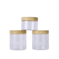 Offre Spéciale 100ml 200ml 250ml 300ml 500ml Pot en plastique Avec Couvercle en bois Récipient Transparent Vide Cosmétique Visage Crème Pot De Poudre