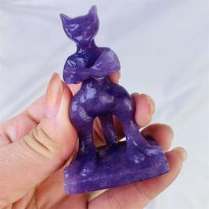 Venta al por mayor de cristal de lepidolita natural de alta calidad animales de dibujos animados tallado Reiki cristal púrpura pokeman para regalos Decoración - Product Image 2