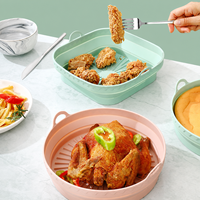 Grande doublure ronde pliable en silicone de 23,5 cm pour friteuse à air, réutilisable, antiadhésive, résistante à la chaleur, 4 couleurs, vente en gros