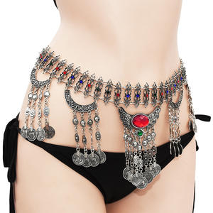 सी जम्मू और कश्मीर विंटेज चांदी के रंग सिक्का Tassels पेट नृत्य शरीर श्रृंखला बोहेमियन कमर चेन तुर्की जिप्सी नक्काशी समुद्र तट बेल्ट शरीर के गहने - Product Image 4