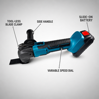 Outil multifonction professionnel rechargeable sans balais à batterie lithium, pelle, coupe-bordures et outils de menuiserie polyvalents
