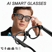 Lunettes intelligentes de traduction IA avec assistant vocal IA, écoute active, double haut-parleur, charge rapide Type C et faible consommation d'énergie