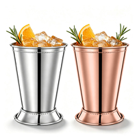 Gelas Mint Julep Stainless Steel 400ml 14oz, Mug Koktail Logam dengan Detail Berhias, Gelas Mojito Anti Pecah untuk Bar, Pesta, Hadiah Pernikahan