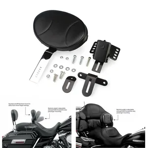 Motorefit Adjustable Plug In Driver Motorcycle Rider Backrest Kit for Harley Electra Road Street Glide Road King 1997-2017