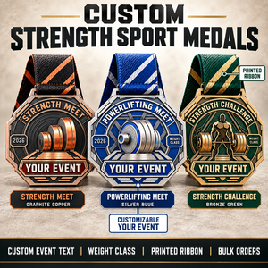 Médailles de compétition sportives personnalisées pour les rencontres de powerlifting et les défis de force en trois designs – Fabricant de médailles OEM ODM - Product Image 4
