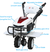 Mesin Pengolah Tanah Mini 5.5HP, Peralatan Pertanian untuk Kebun Kecil, Bertenaga Bensin, Mesin Inti, Gearbox, Traktor, Dijual