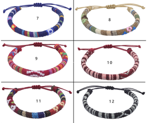 Bracelet en coton tressé fait main, motif ethnique, bracelet en tissu tressé, bijoux de plage et de festival pour femmes - Product Image 5