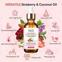 Minyak Kelapa Strawberry Pelembap Tubuh dengan Vitamin E Minyak Mandi Melembapkan Minyak Tubuh untuk Pijat Relaksasi Rambut