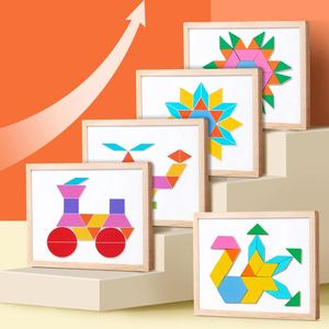 Rompecabezas de Tangram de Madera, Bloques Geométricos, Juego Educativo para el Desarrollo de la Inteligencia, Rompecabezas Magnético para Niños - Product Image 3