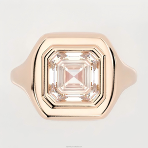 Классическое кольцо-солитер с муассанитом Assecher, из серебра 925 пробы с золотым покрытием, кольцо-сигнет с муассанитом для женщин - Product Image 4