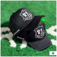 Gorra de camionero estilo americano con logo bordado y estampado, gorra de béisbol con bloques de color, gorra de malla con parte superior rígida y forro de espuma, sombrero protector solar