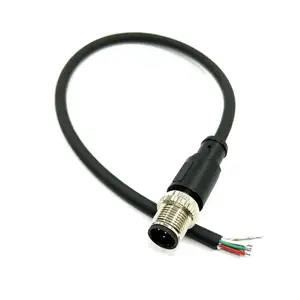 Connecteur circulaire M12 5pin A connecteur de câble de prise mâle codé surmoulage câble 22AWG