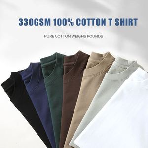 เสื้อยืดคอกลมแขนสั้นทรงฮิปฮอปแฟชั่นสตรีทแวร์ผู้ชาย ผ้าคอตตอน 100% น้ำหนัก 330 กรัม คอเล็ก แบบเรียบ - Product Image 3