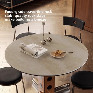 Mesa de Comedor Idao Quiet Luxury, Estilo Nórdico Bauhaus, de Madera Maciza con Patas Metálicas, Tapa Redonda de <span class=keywords><strong>Pizarra</strong></span>, para 6 Personas, Muebles para el Hogar - Product Image 6