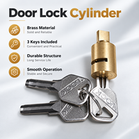Serrure cylindrique en laiton durable, anti-corrosion, grade 2 ANSI, finition brossée, 3 clés incluses, couleur argent/or personnalisable, lisse