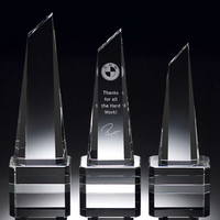 Trio Charmant - Ensemble de Trophées en Cristal Colonne pour Récompense d'Équipe / Hommage aux Partenaires
