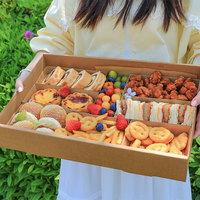 Boîte d'emballage en papier brun jetable pour pique-nique, camping, déjeuner en plein air, collations, barbecue, dessert, gâteau, fruits